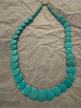 Funky Vintage Turquoise Disc Bead Necklace